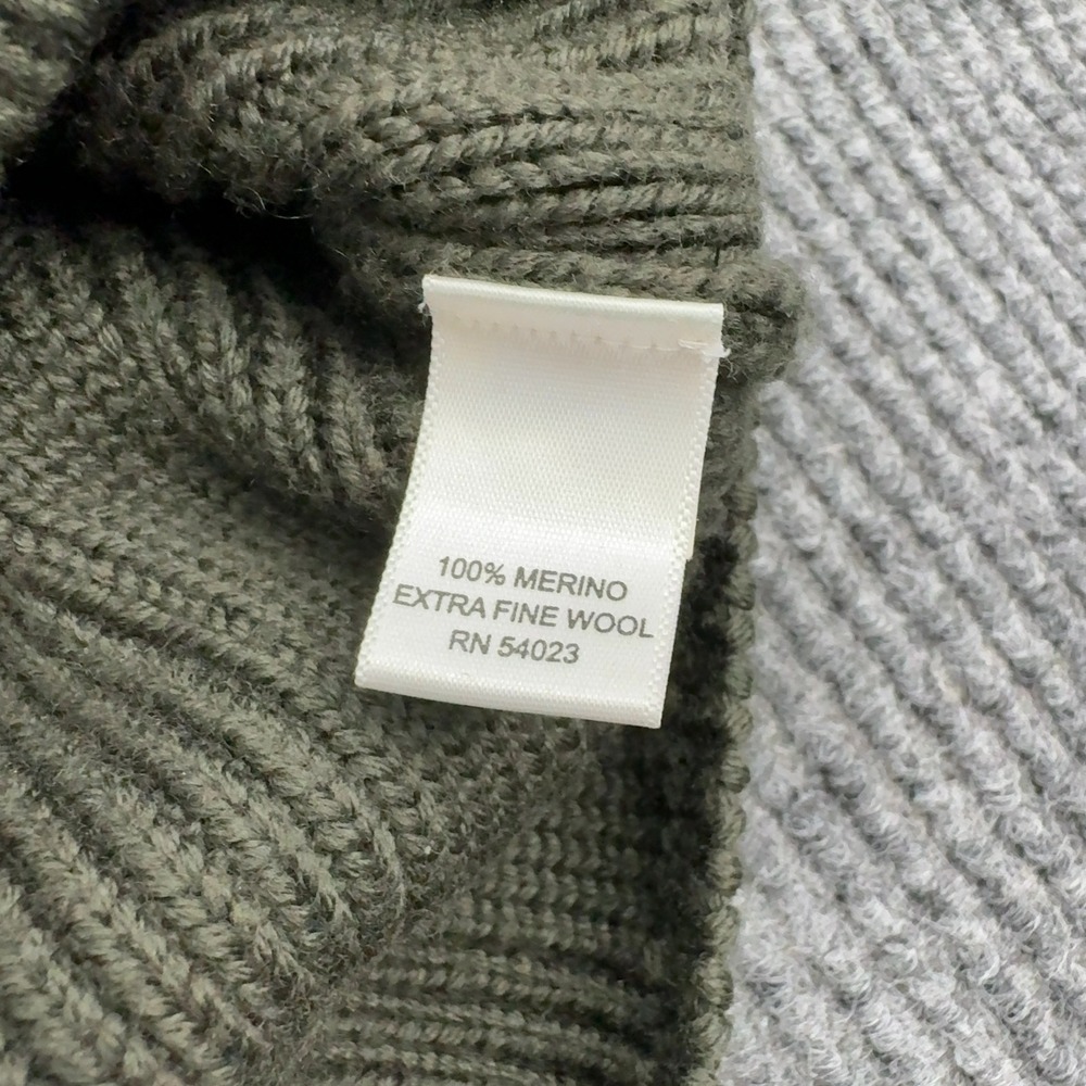 Banana Republic Sweater Men L Green Merino Wool Ribbed Mock Neck Button Military - Picture 4 of 7